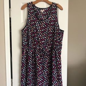 Polka Dot print tank dress with waist tie